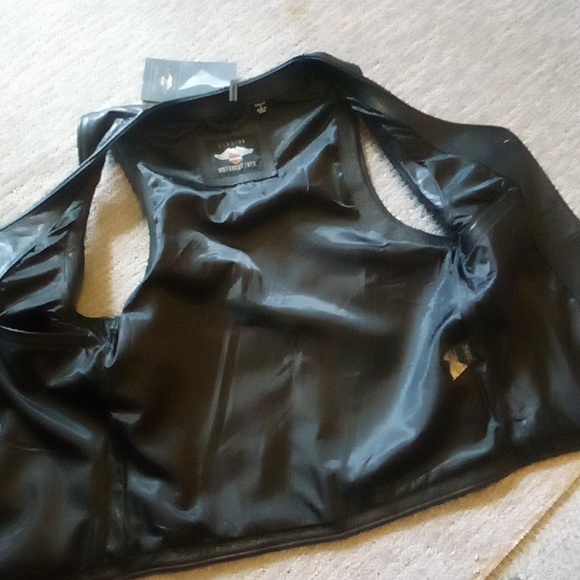 Harley black leather vest new men's small ladies medium chest best 38" - Picture 10 of 10